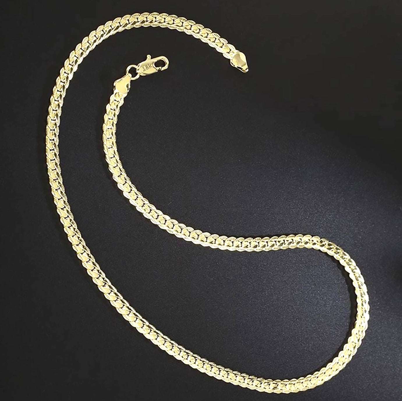 18K Gold clad over 925 solid sterling silver sideways chain - Providence silver gold jewelry usa