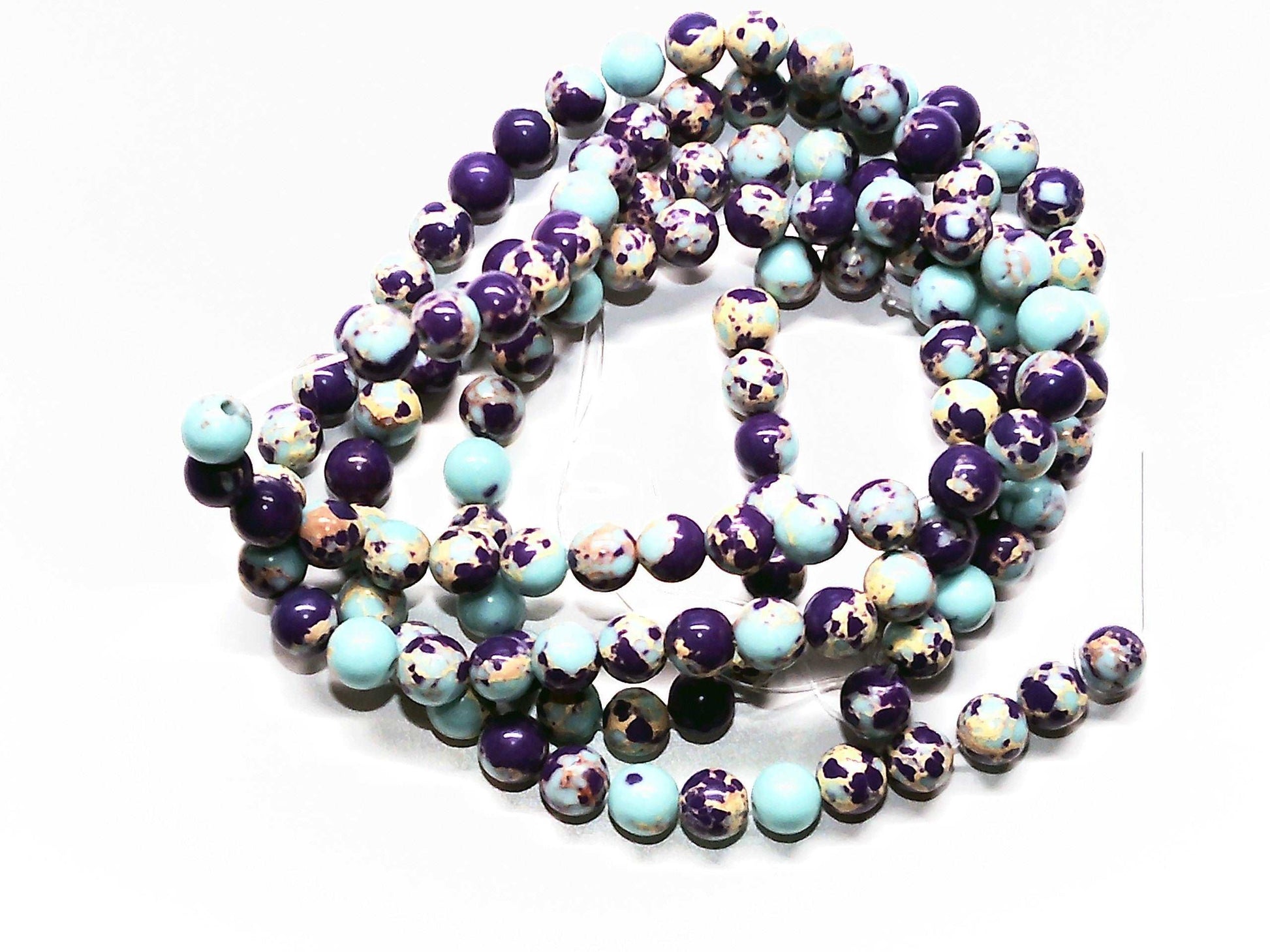 Natural Blue Purple Imperial Jasper beads Sea Sediment 20/PKG - Providence silver gold jewelry usa