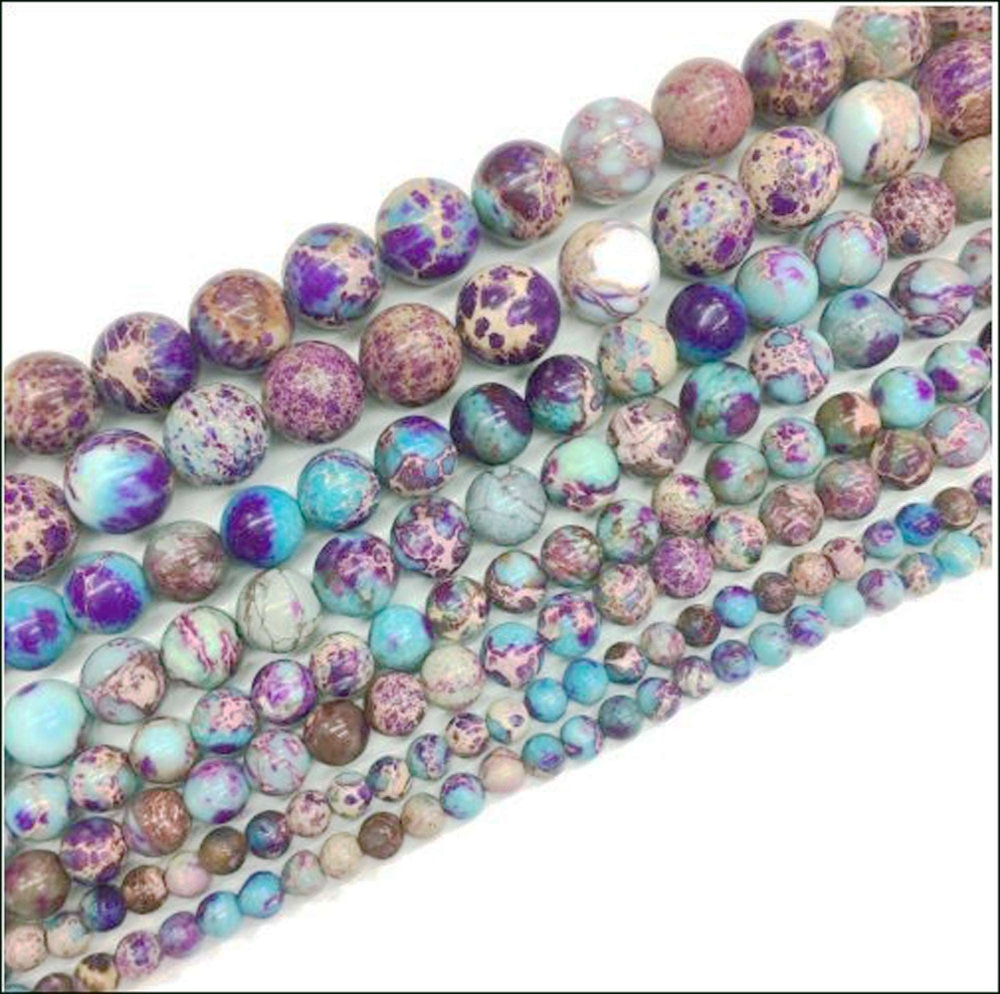 Natural Blue - Purple Imperial Jasper beads Sea Sediment Strands - Providence silver gold jewelry usa