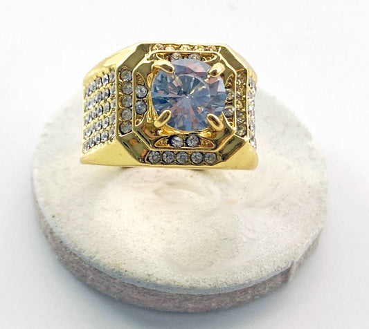 14K Gold Finish mens CZ diamond ring over 3 carats of stones. - Providence silver gold jewelry usa