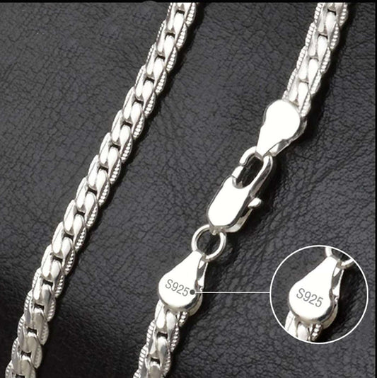 6 mm Sterling Silver 925 sideways chains unisex - Providence silver gold jewelry usa