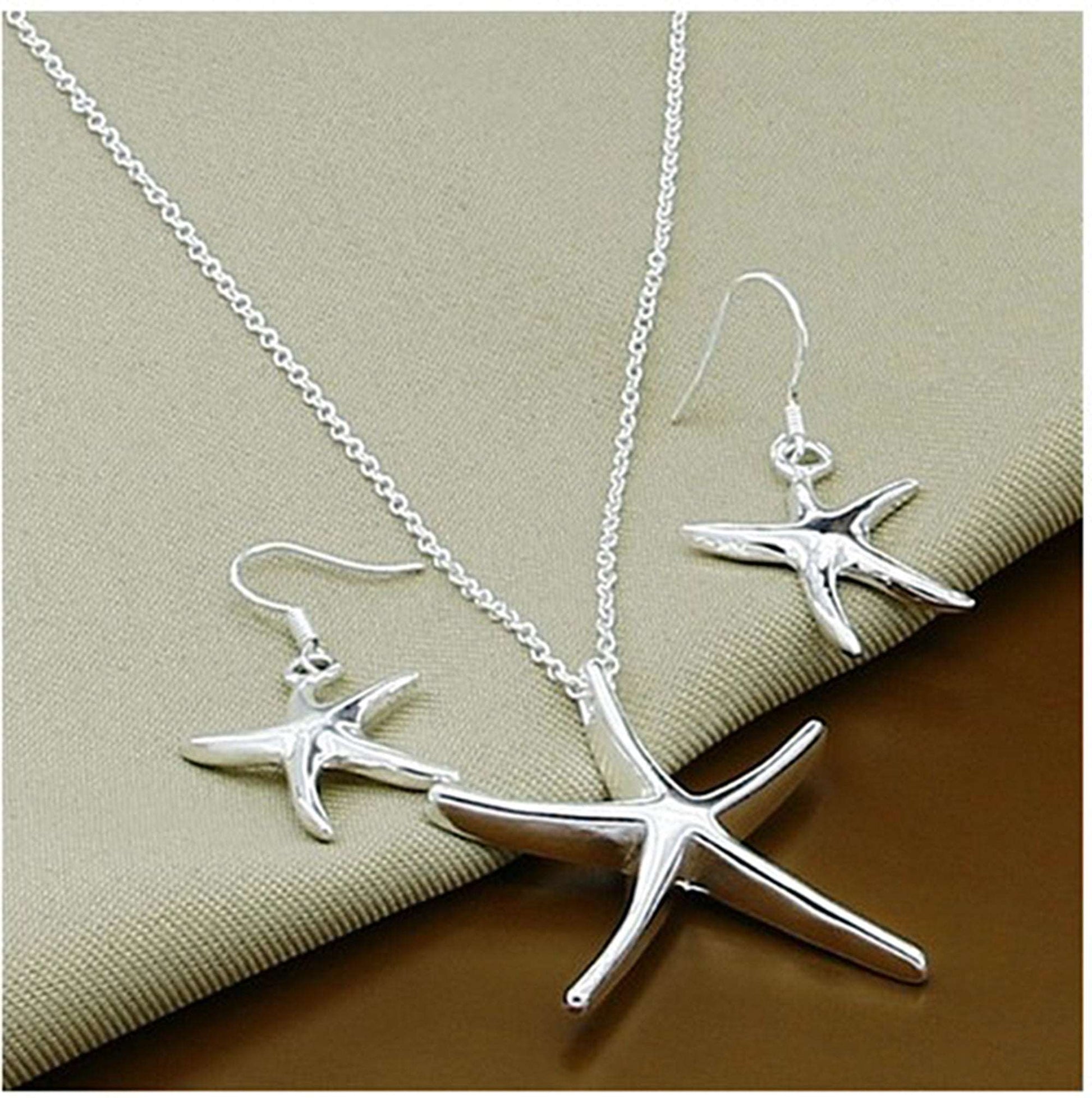 Elegant Star Fish sterling silver necklace and earring sets - Providence silver gold jewelry usa