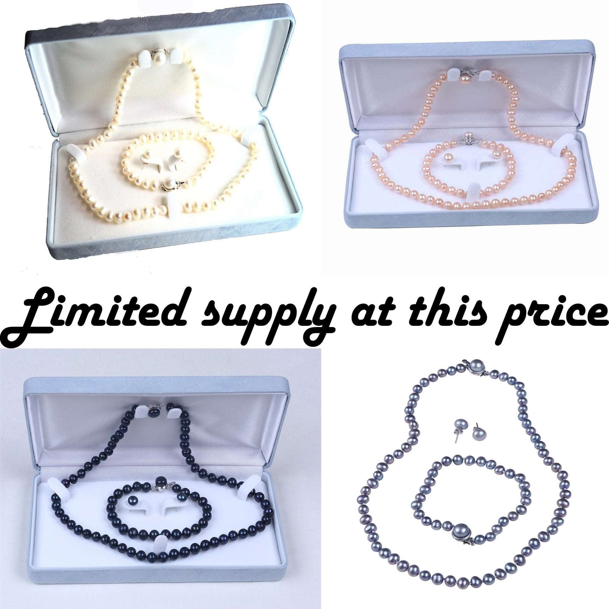 Quality 3 piece freshwater pearl set in elegant gift box-Wholesale - Providence silver gold jewelry usa