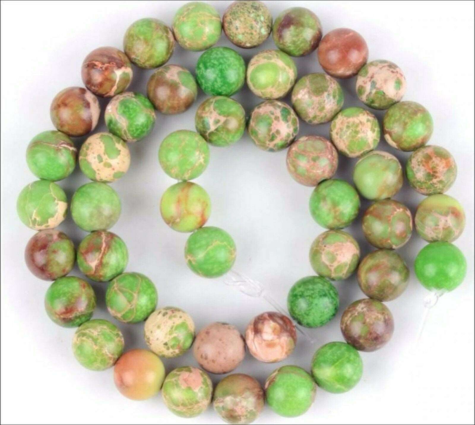 Loose green sea sediment imperial jasper bead size 4 MM round - Providence silver gold jewelry usa