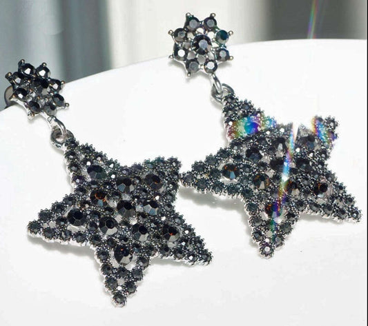Fashion Glass stone star earrings - Providence silver gold jewelry usa