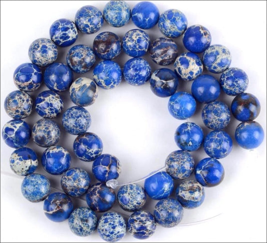 Natural Blue Sea Sediment beads 20/Pack - Providence silver gold jewelry usa