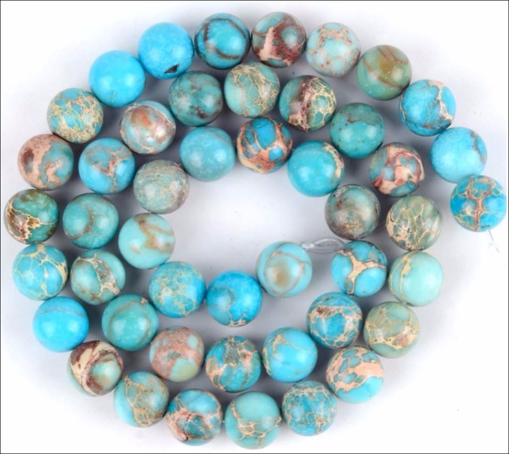 Lake Blue Natural gemstone sediment jasper beads 20/PK - Providence silver gold jewelry usa