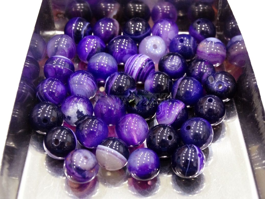 Purple Stripe Agate gemstone beads - Providence silver gold jewelry usa