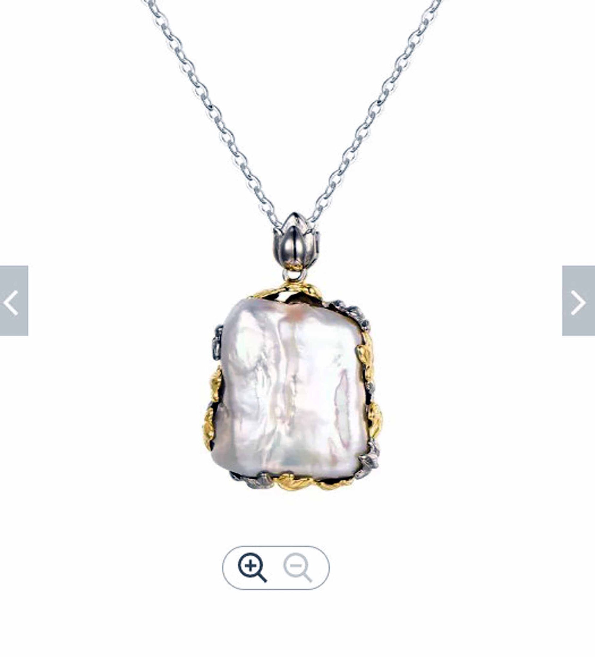 Designer style with Natural Baroque Pearl pendant set in Sterling Silver-Wholesale - Providence silver gold jewelry usa