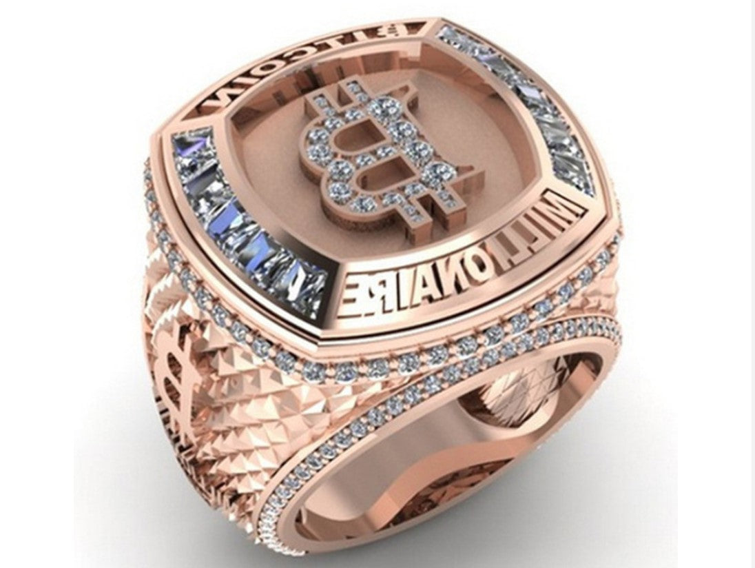 Hip Hop Bitcoin Commemorative Rings for Women Men - Providence silver gold jewelry usa