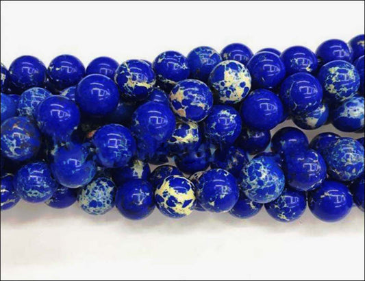 impression jasper beads Lapis blue - Providence silver gold jewelry usa