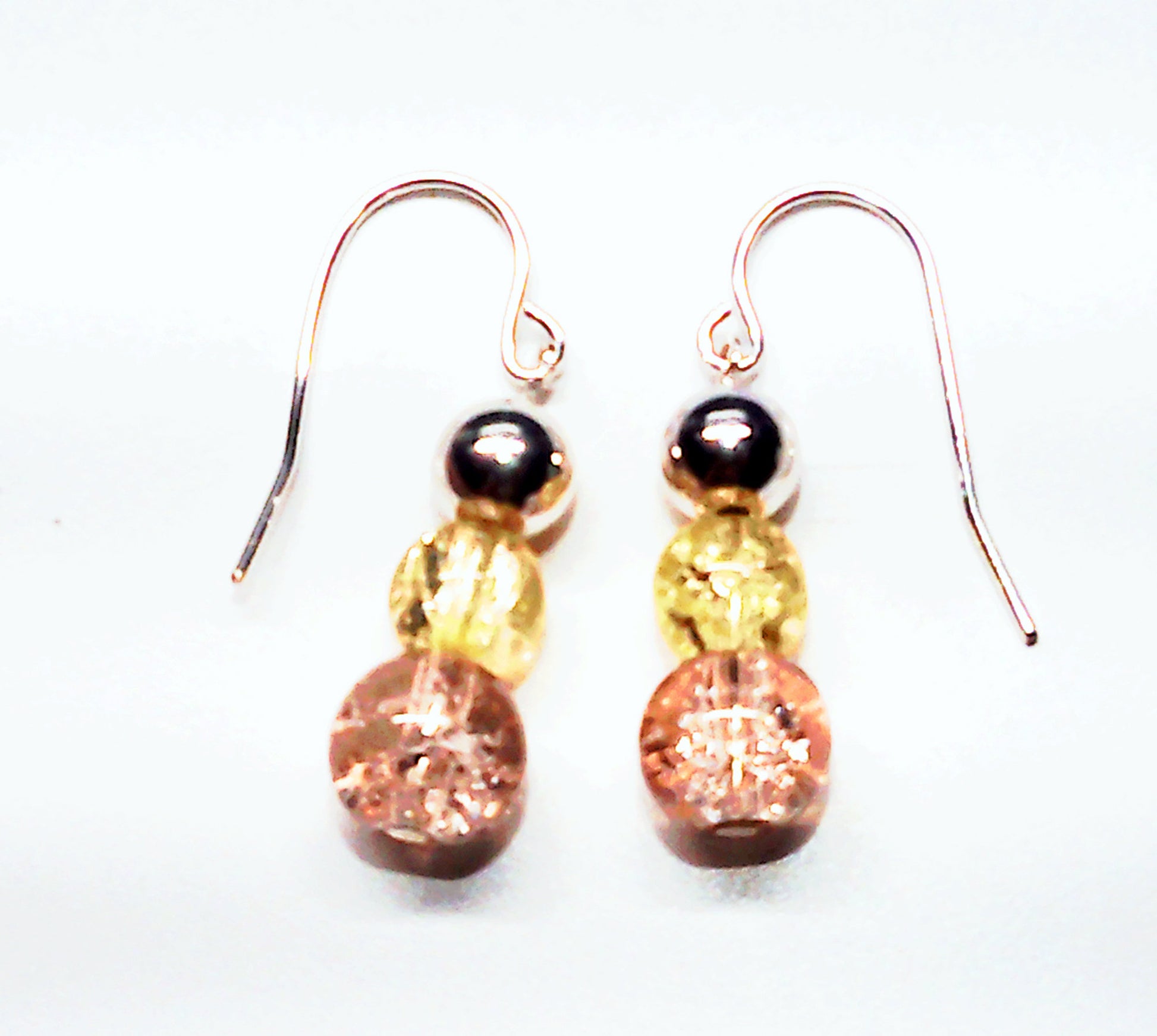 Sterling silver dangle earring handmade with crackle glass - Providence silver gold jewelry usa