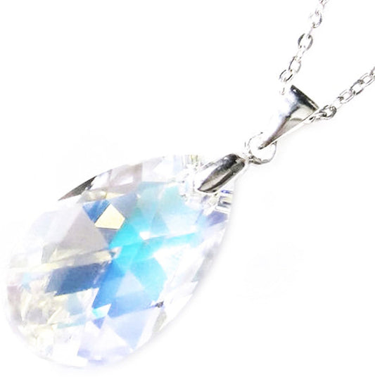 swarovski teardrop necklace-pendant on 18 inch sterling silver chain 925 - Providence silver gold jewelry usa
