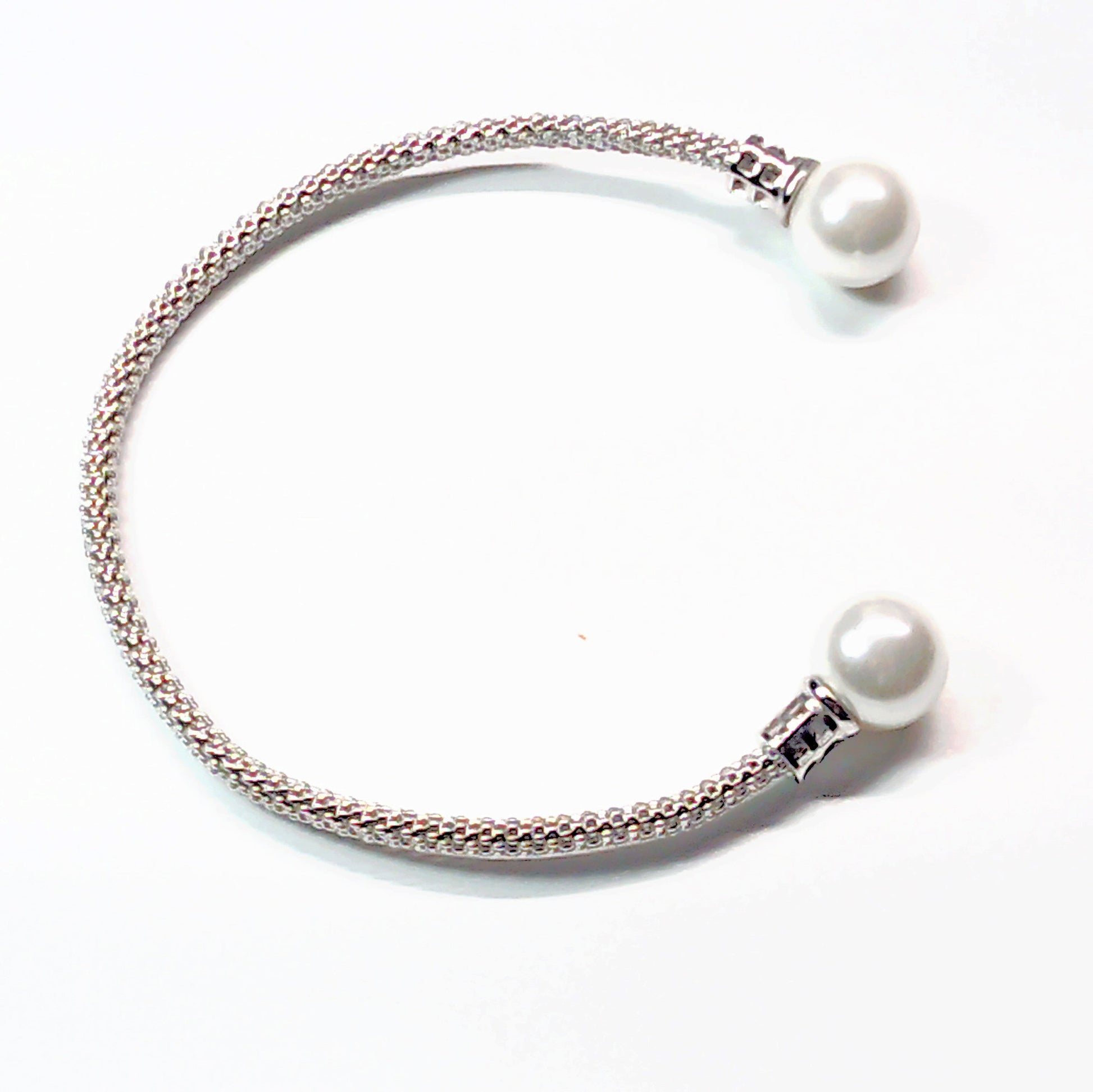 sterling silver mesh bracelet with genuine fresh water pearls - Providence silver gold jewelry usa