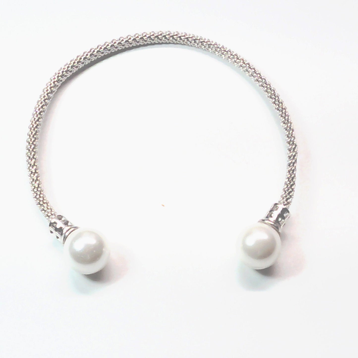 sterling silver mesh bracelet with genuine fresh water pearls - Providence silver gold jewelry usa