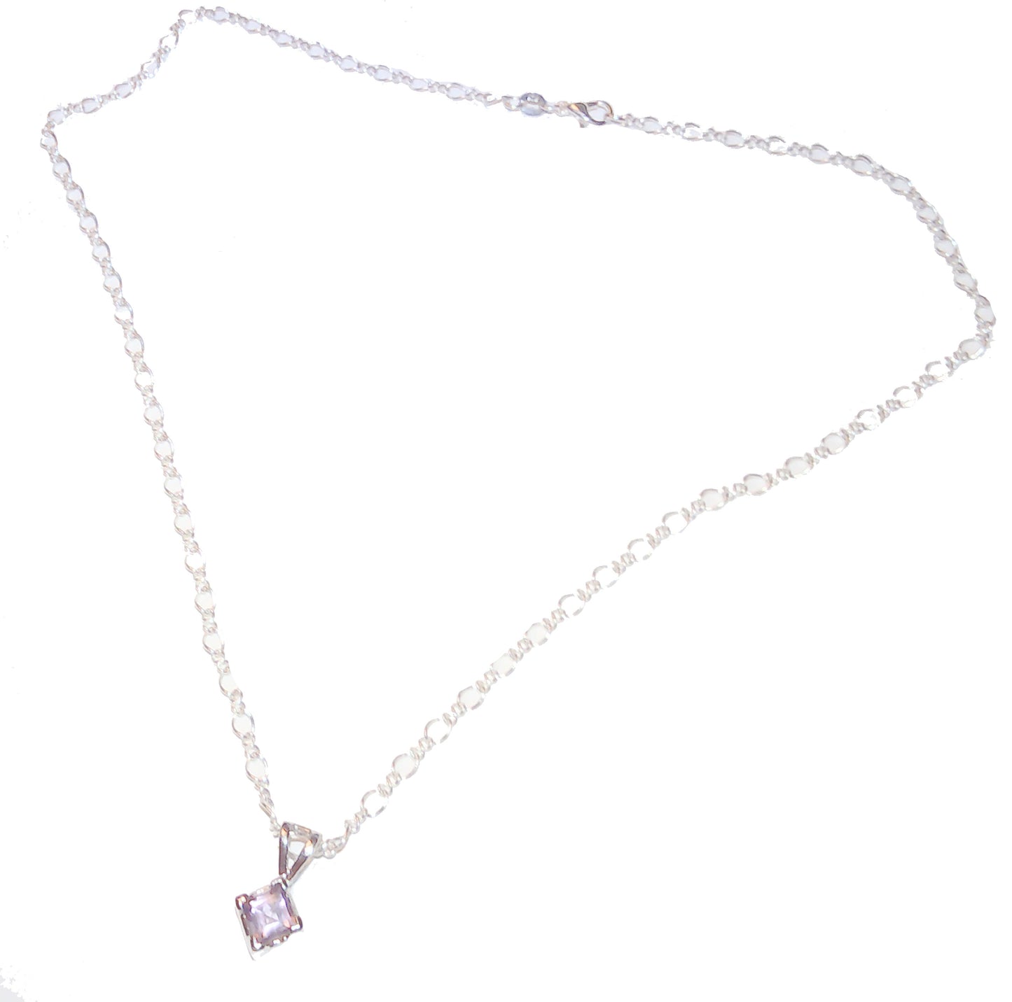 Sterling silver designer chain with genuine french amethyst stone - Providence silver gold jewelry usa