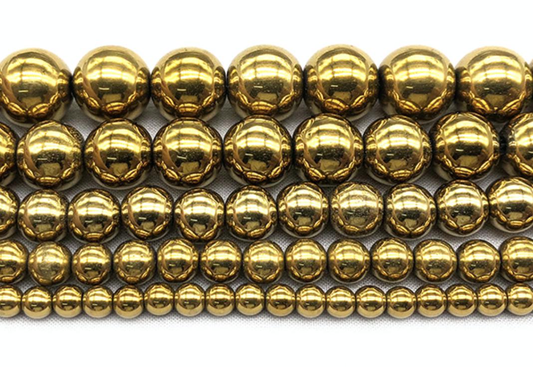 Hematite gold bead - Providence silver gold jewelry usa